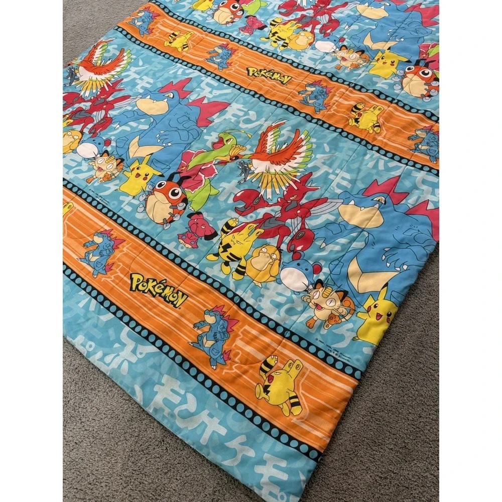 Vintage 1998 Pokemon Bed Comforter Blanket Nintendo Rare Video Game Twin Size